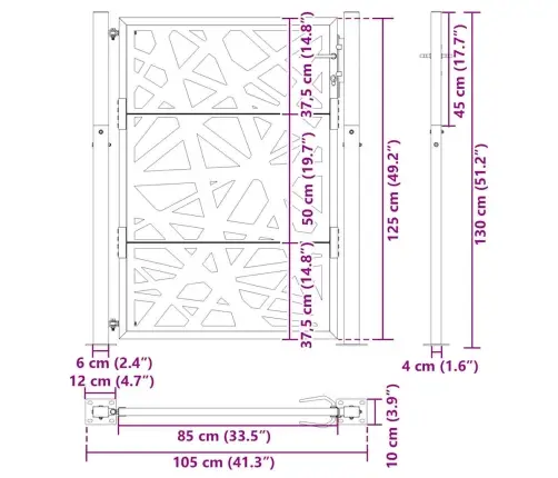 Aiavärav, Must, 100 X 125 cm Terasest, Valgusdisain