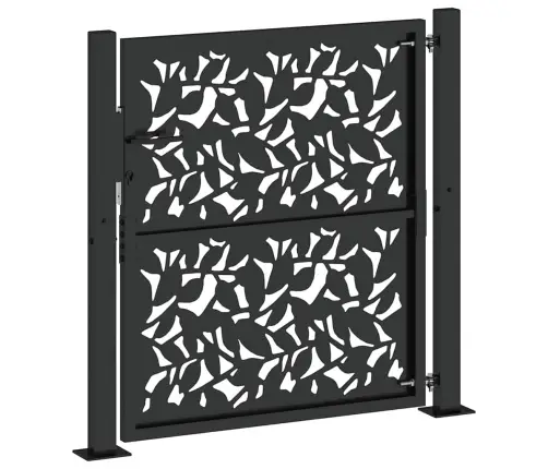 Dārza Vārti Melni 105X106 Cm Tērauda Lapu Dizains Vidaxl
