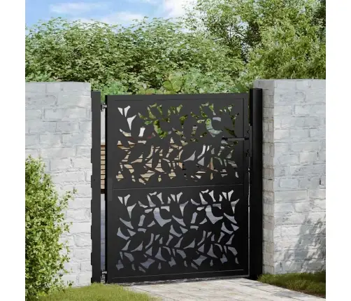 Dārza Vārti Melni 105X106 Cm Tērauda Lapu Dizains Vidaxl