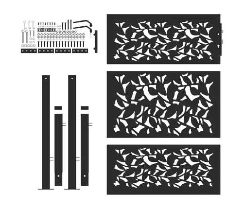 Aiavärav, Must, 100 X 125 cm Terasest Lehekujundusega