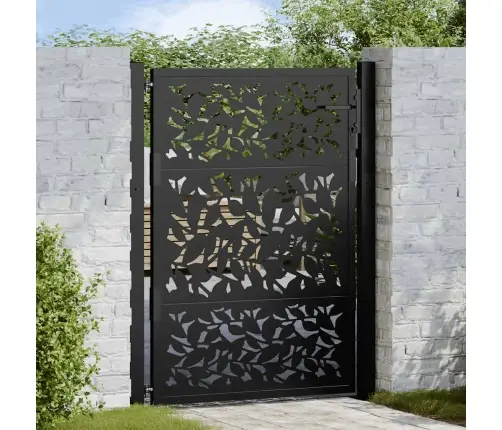 Aiavärav, Must, 100 X 125 cm Terasest Lehekujundusega