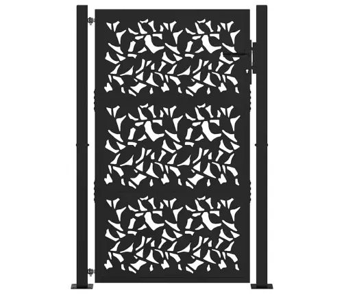 Dārza Vārti Melni 105X155 Cm Tērauda Lapu Dizains Vidaxl