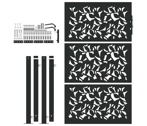 Dārza Vārti Melni 105X155 Cm Tērauda Lapu Dizains Vidaxl