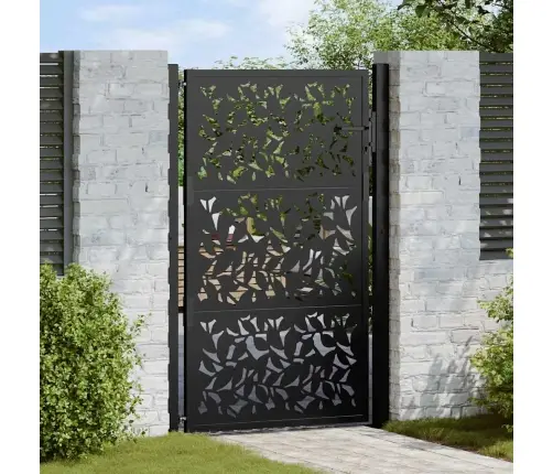 Dārza Vārti Melni 105X155 Cm Tērauda Lapu Dizains Vidaxl
