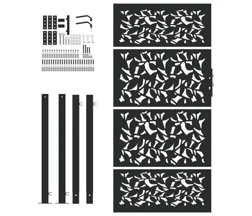 Sodo Vartai, Juodi, 100X175 cm Plieno Lapo Raštas