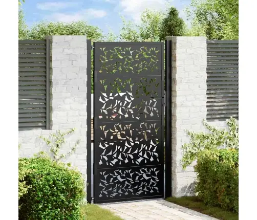 Sodo Vartai, Juodi, 100X175 cm Plieno Lapo Raštas