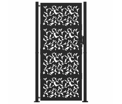 Dārza Vārti Melni 105X205 Cm Tērauda Lapu Dizains Vidaxl