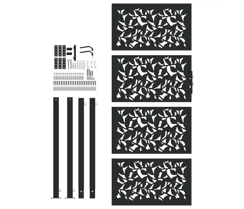 Dārza Vārti Melni 105X205 Cm Tērauda Lapu Dizains Vidaxl