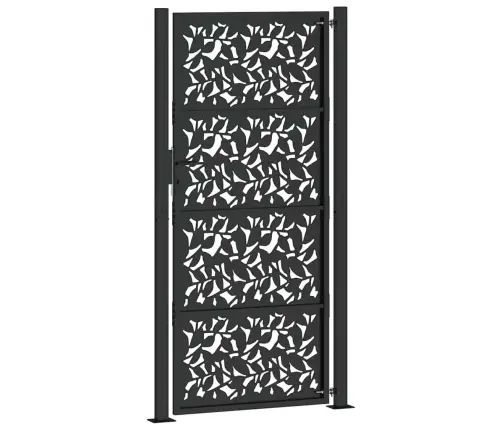 Dārza Vārti Melni 105X205 Cm Tērauda Lapu Dizains Vidaxl