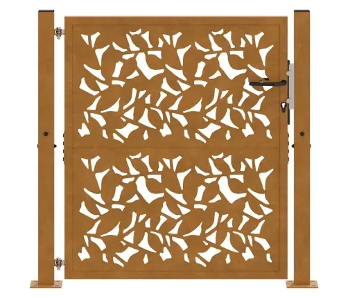 Dārza Vārti 105X105 Cm Laikam Izturīga Tērauda Lapu Dizains Vidaxl