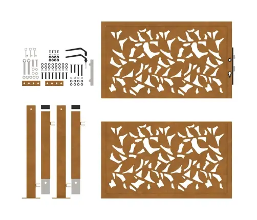 Dārza Vārti 105X105 Cm Laikam Izturīga Tērauda Lapu Dizains Vidaxl