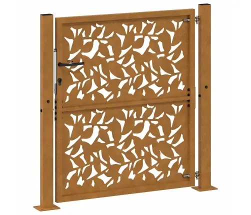 Dārza Vārti 105X105 Cm Laikam Izturīga Tērauda Lapu Dizains Vidaxl