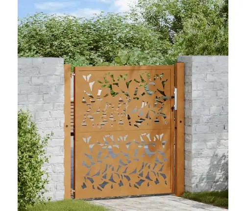 Dārza Vārti 105X105 Cm Laikam Izturīga Tērauda Lapu Dizains Vidaxl