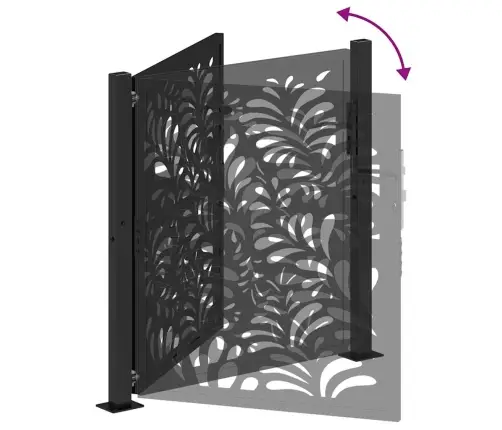 Dārza Vārti Melni 105X106 Cm Tērauda Viļņu Dizains Vidaxl