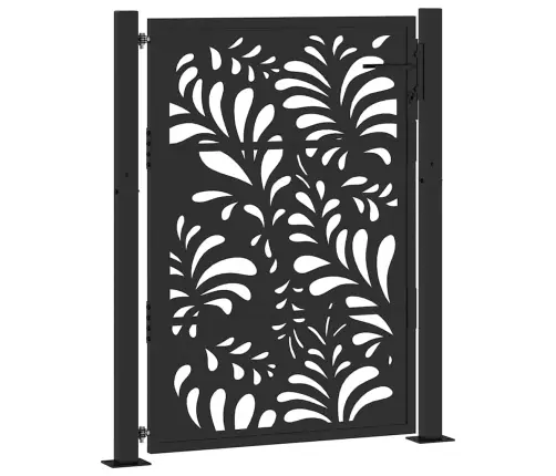 Dārza Vārti Melni 105X130 Cm Tērauda Viļņu Dizains Vidaxl