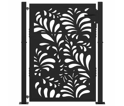 Dārza Vārti Melni 105X130 Cm Tērauda Viļņu Dizains Vidaxl