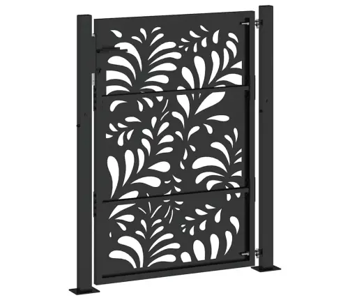 Dārza Vārti Melni 105X130 Cm Tērauda Viļņu Dizains Vidaxl