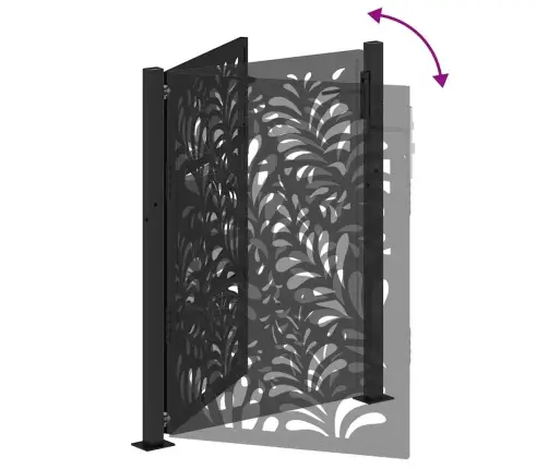 Dārza Vārti Melni 105X130 Cm Tērauda Viļņu Dizains Vidaxl