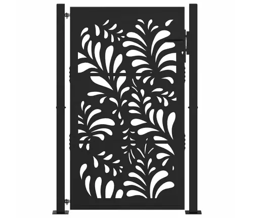 Dārza Vārti Melni 105X155 Cm Tērauda Viļņu Dizains Vidaxl