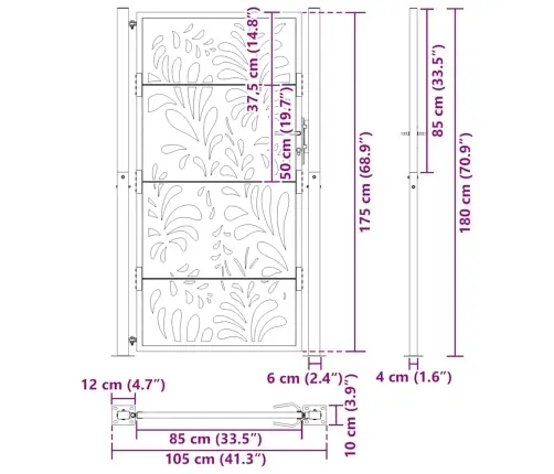 Aiavärav, Must, 100 X 175 cm Terasest, Lainelise Mustriga