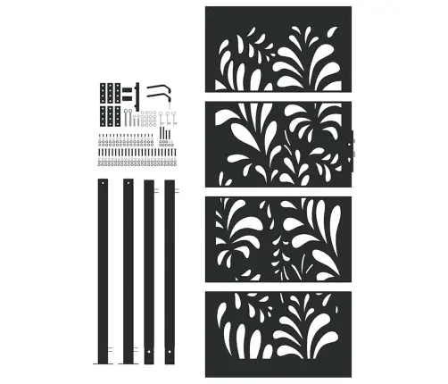 Sodo Vartai, Juodi, 105X205 cm Plienas, Banguoto Dizaino