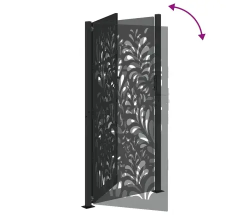 Sodo Vartai, Juodi, 105X205 cm Plienas, Banguoto Dizaino