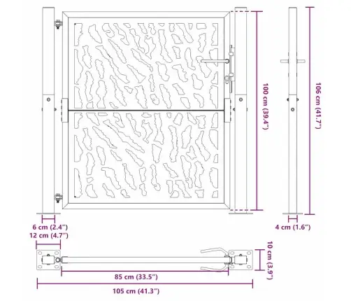 Dārza Vārti Melni 105X106 Cm Tērauda Pēdu Dizains Vidaxl