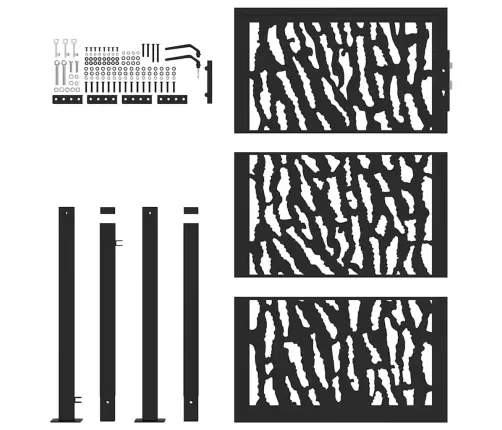 Sodo Vartai, Juodi, 105X155 cm Plieniniai, Su Atbrailomis