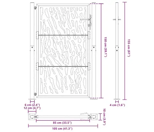 Sodo Vartai, Juodi, 105X155 cm Plieniniai, Su Atbrailomis