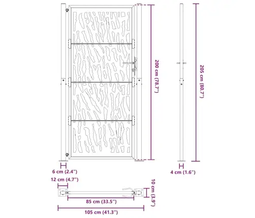 Sodo Vartai, 100X200 cm Atsparūs Oro Sąlygoms, Plienas, Su Atbrailomis