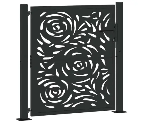 Dārza Vārti Melni 105X106 Cm Tērauda Liesmas Dizains Vidaxl