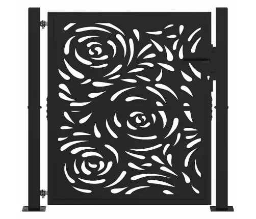 Dārza Vārti Melni 105X106 Cm Tērauda Liesmas Dizains Vidaxl