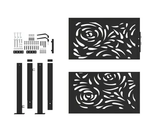 Dārza Vārti Melni 105X106 Cm Tērauda Liesmas Dizains Vidaxl