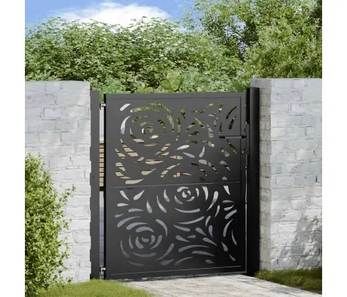 Dārza Vārti Melni 105X106 Cm Tērauda Liesmas Dizains Vidaxl