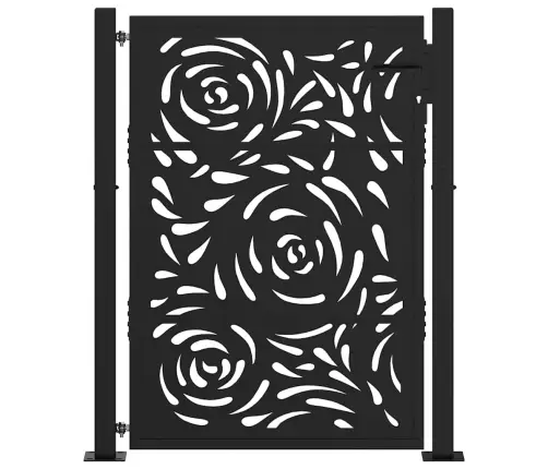 Dārza Vārti Melni 105X130 Cm Tērauda Liesmas Dizains Vidaxl