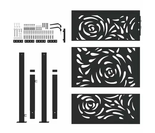 Dārza Vārti Melni 105X130 Cm Tērauda Liesmas Dizains Vidaxl