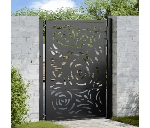 Dārza Vārti Melni 105X130 Cm Tērauda Liesmas Dizains Vidaxl