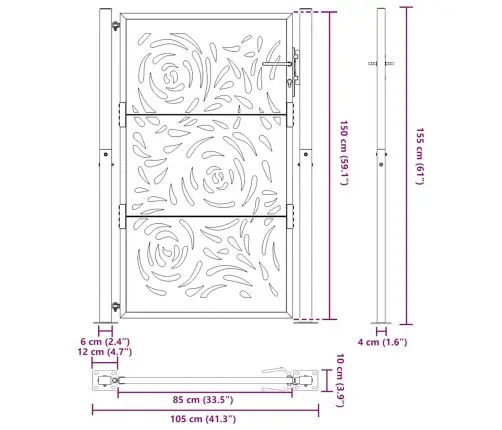 Aiavärav, Must, 100 X 150 cm Terasest, Leegidisain