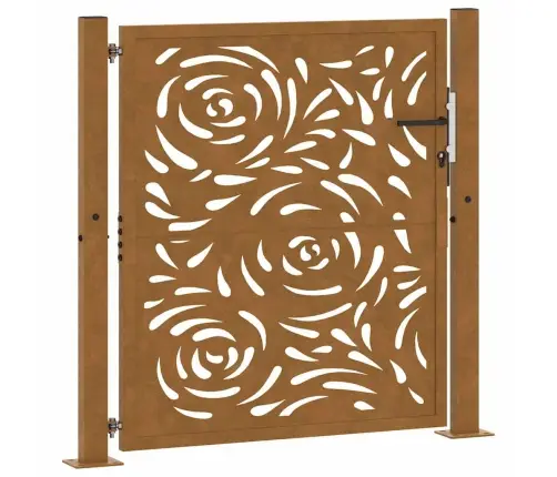 Dārza Vārti 105X105 Cm Laikapstākļiem Tērauda Liesmas Dizains Vidaxl