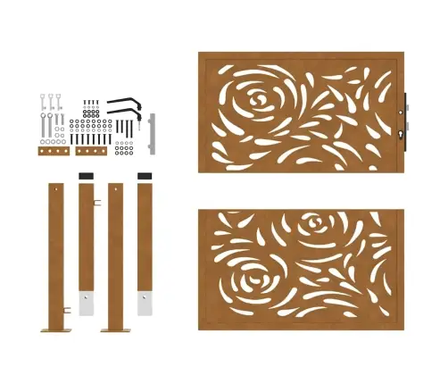 Dārza Vārti 105X105 Cm Laikapstākļiem Tērauda Liesmas Dizains Vidaxl