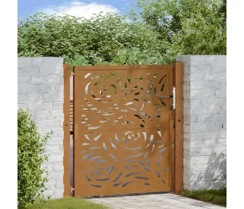 Dārza Vārti 105X105 Cm Laikapstākļiem Tērauda Liesmas Dizains Vidaxl