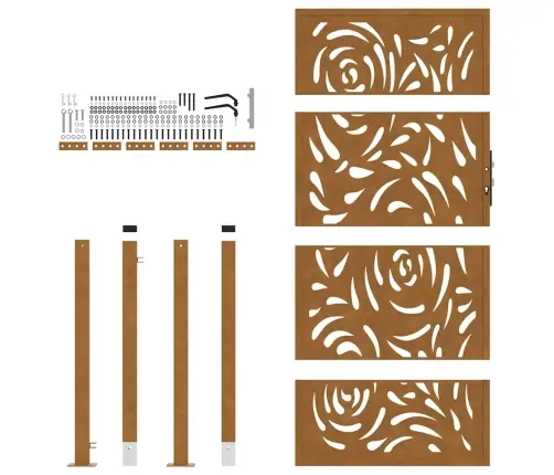 Dārza Vārti 105X180 Cm Laikapstākļiem Tērauda Liesmas Dizains Vidaxl