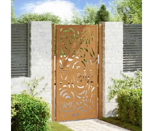 Dārza Vārti 105X180 Cm Laikapstākļiem Tērauda Liesmas Dizains Vidaxl