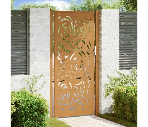 Dārza Vārti 105X205 Cm Laikapstākļiem Tērauda Liesmas Dizains Vidaxl