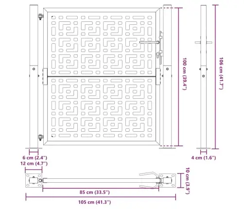 Aiavärav, Must, 105 X 106 cm Terasest, Ristikujuline