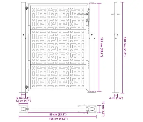 Aiavärav, Must, 100 X 125 cm Terasest, Ristikujuline