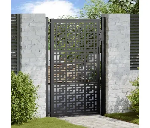 Dārza Vārti Melni 105X155 Cm Tērauda Krusta Dizains Vidaxl