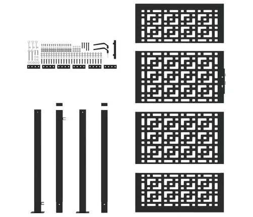 Sodo Vartai, Juodi, 100X175 cm Plieniniai, Kryžiaus Raštas