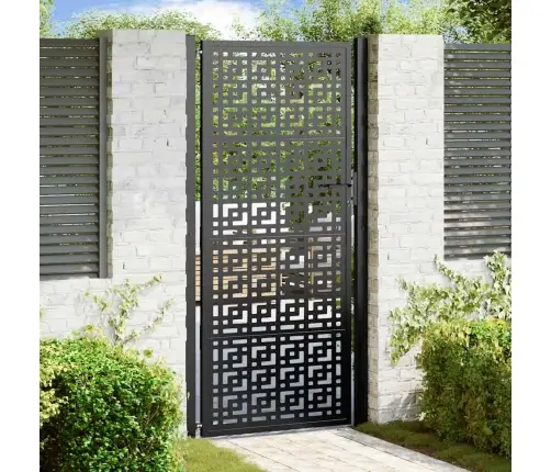 Dārza Vārti Melni 105X205 Cm Tērauda Krusta Dizains Vidaxl