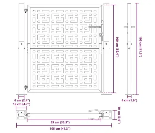 Aiavärav 105 X 105 Cm Ilmastikukindlast Terasest Ristikujulise Mustriga